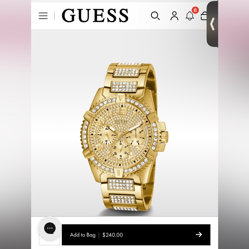 Guess Gold And Moissanite Fashion Watch With Original Box,links And Pillow.
